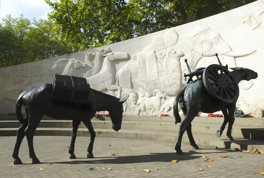 Detail of Animals in War Memorial, Park Lane, London W1
